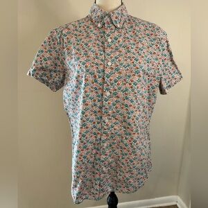 J. Crew Factory Slim Flex Washed floral short sleeve button up shirt SZ M